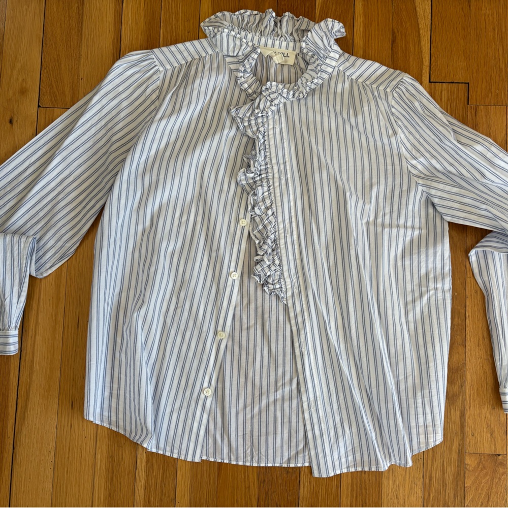 Alex Mille Lille Ruffle Long Sleeve Blouse, size small